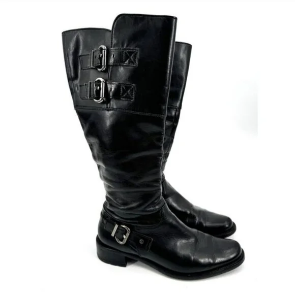*Paul Green* Black Leather Tall Riding Moto Boots *Austrian-crafted* - Picture 7 of 13
